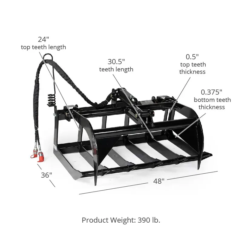 Order Now Scratch and Dent - 48" Grapple Bucket Attachment for Skid Steer - FINAL SALE