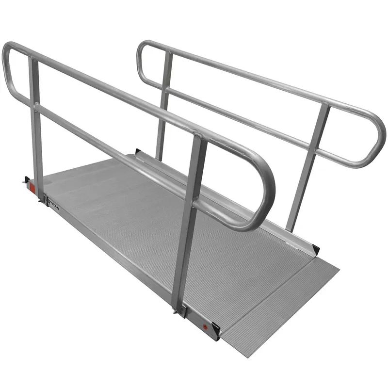 Professional Grade Scratch and Dent - 6 FT Aluminum Wheelchair Entry Ramp & Handrails - FINAL SALE