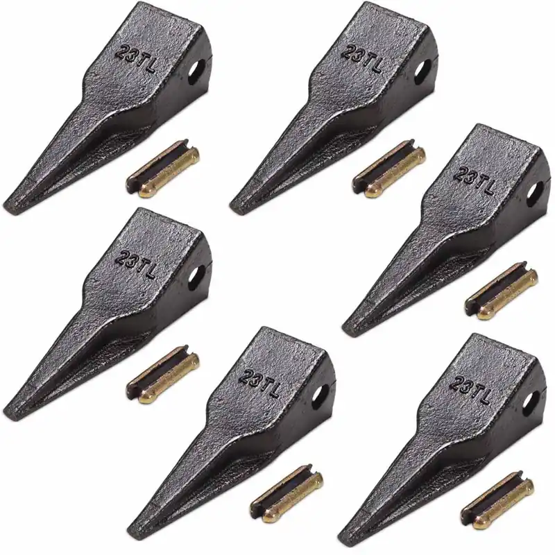 Set of (6) 23TL Bucket Tiger Teeth fits John Deere w/ 23TFP Flex Pin 23TFTT Dig One Day Deal