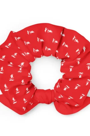 Red Dog Scrunchie - Red & White High Quality